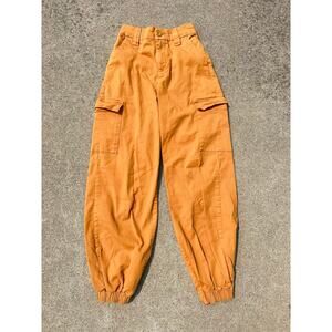 BDG Pants Women Size XS Orange Cargo Utility Elastic Waist Joggers Zip Fly